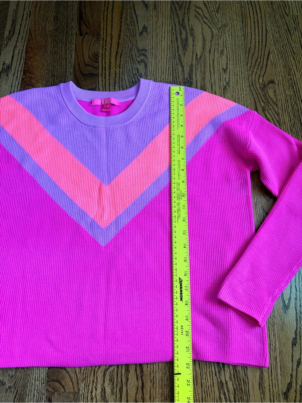 Lilly Pulitzer Rivka Sweater Pink Purple Coral Chevron Knit Large - Picture 8 of 8